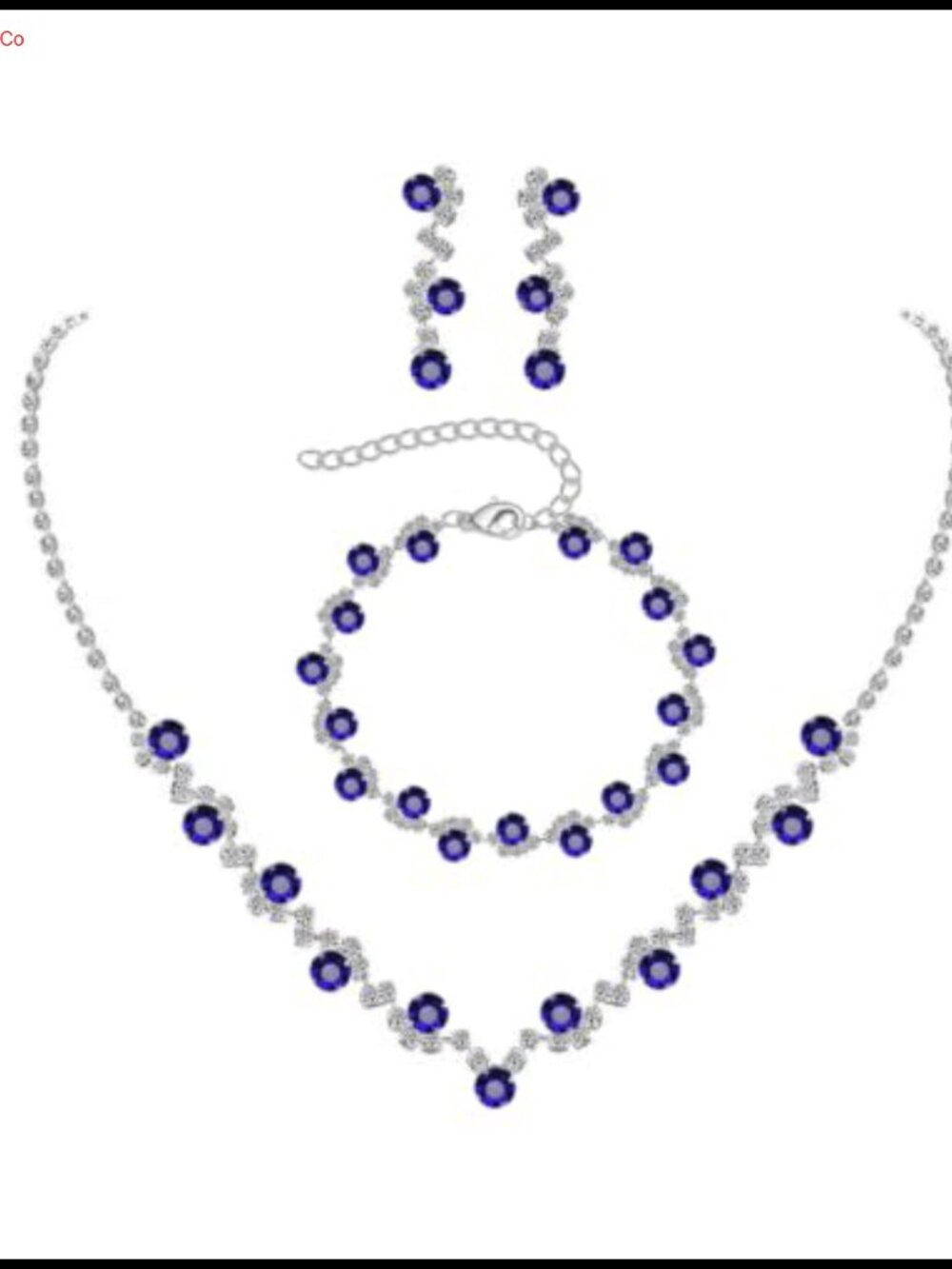 3-Piece Crystal Jewelry Set Necklace Bracelet Earrings for Wedding Prom Formal